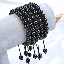Load image into Gallery viewer, Massive Beads Black Onyx Beads, 8MM Semi-Precious Gemstones Adjustable Bracelet,Unisex (Onyx)

