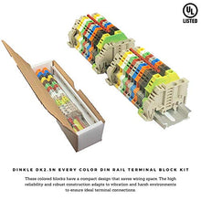Load image into Gallery viewer, Dinkle UL Every Color DIN Rail Terminal Block Kit 20 DK2.5N 12 AWG Gauge 20A 600V Ground DK4N-PE Jumper DSS2.5N-10P End Covers End Brackets
