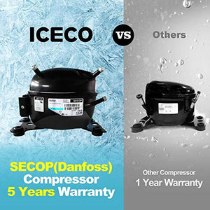 ICECO VL60 Dual Zone Portable Refrigerator with SECOP Compressor, 60 Liters Platinum Compact Refrigerator, DC 12/24V, AC 110-240V, 0℉ to 50℉, Home & Car Use (with Insulated Cover)