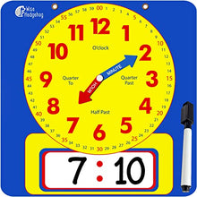 Load image into Gallery viewer, WISE HEDGEHOG Learning Clock Bundle - Large Demonstration Dry Erase Clock &amp; Teaching Wall Clock
