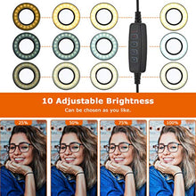Load image into Gallery viewer, Selfie Ring Light, LEDGLE Upgraded Ring Light 360° Rotating with Cell Phone Holder Stand and Flexible Arms 3 Light Modes 10 Level Brightness for Live Stream Makeup and YouTube Video
