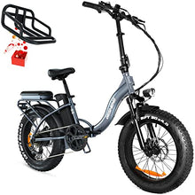 Load image into Gallery viewer, GESHENG 750W Folding Electric Bike Adults【Upgraded LG Battery】 48V 15AH Fat Tire Ebike 31MPH, 20" x4.0"Step-Thru Electric Bicycle S5 for Men &amp; Women All Terrain Riding, Front Carrier As Gift
