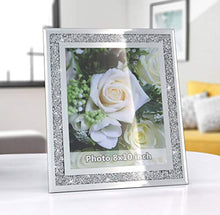 Load image into Gallery viewer, Crushed Diamond Wedding Mirror Photo Frame, Crystal Silver Glass Picture Frame For Photograph Size 8x10 inch, Pack of 2 Pieces, table top Stand frame &amp; Wall Frame. Bling Sparkle Crushed Diamond Home Decor.
