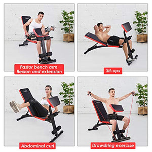 TUSY Adjustable Weight Bench for Full Body Workout Multi-Purpose Utility Weight Bench Flat Bench Press for Home and Gym