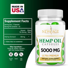 Load image into Gallery viewer, Hemp Oil Capsules Pills - 2 Pack - 5000 Hemp Oil Capsules - Made in The USA - Maximum Value - Rich in Omega 3,6,&amp; 9
