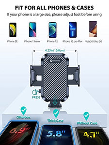 VICSEED Universal Cell Phone Holder for Car [Solid & Durable] Car Phone Holder Mount for Dashboard Windshield Air Vent Long Arm Strong Suction Cell Phone Car Mount Thick Case Heavy Phones Friendly