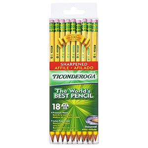 TICONDEROGA Woodcase Pencils 6 Pre-Sharpened Boxes of 18, 108 Pencils Total (13818SP)