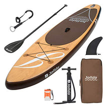 Load image into Gallery viewer, jolldo Inflatable Stand Up Paddle Board 10&#39;6&#39;×31&quot;×6&quot; Ultra-Light SUP Non-Slip Deck w Paddle, Pump, Backpack, Leash, Waterproof Case, Repair kit, Wood
