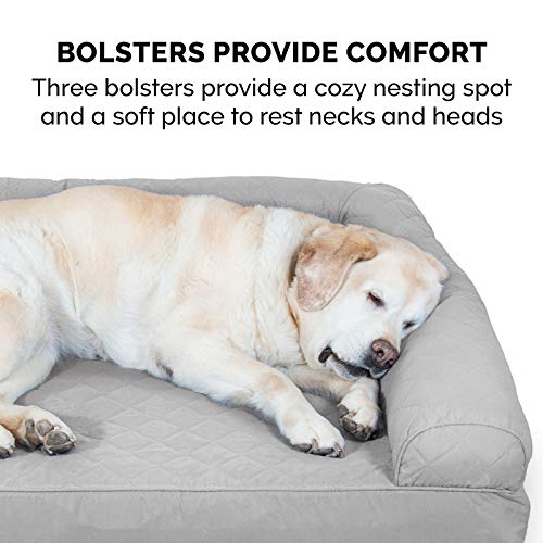 Load image into Gallery viewer, Furhaven Pet Bed for Dogs and Cats - Quilted Sofa-Style Egg Crate Orthopedic Dog Bed, Removable Machine Washable Cover - Silver Gray, Jumbo (X-Large)
