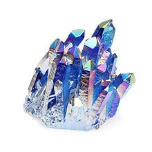 Load image into Gallery viewer, PESOENTH Healing Crystal Natural Titanium Coated Blue Rock Quartz Cluster Geode Druzy Home Decoration Gemstone Specimen 1.85"-3.5"(Blue Cluster)
