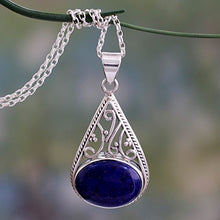 Load image into Gallery viewer, NOVICA Lapis Lazuli .925 Sterling Silver Pendant Necklace, 17.75" 'Royal Grandeur'

