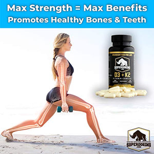 [270 Days] Best Value, Max Strength 10,000 iu Vitamin D3 and 1500 mcg Vitamin K2 Supplements. D3K2 Vegan Capsules for Bone and Heart Health. D3-K2 MK4 to Boost Immune System. Best K2D3 Vitamins 3pk