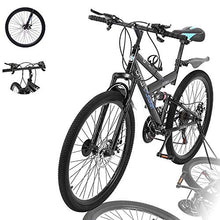 Load image into Gallery viewer, Lroplie R2 Commuter Aluminum Road Bike 21 Speed Bicycle Full Suspension MTB, 26in Carbon Steel Mountain Bike (Black （26 in 21 Speed）)
