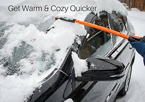 BIRDROCK HOME Snow Moover Extendable 50" Car Brush and Ice Scraper with Foam Grip - Auto Snow Removal - Car Truck SUV Windshield - Heavy Duty