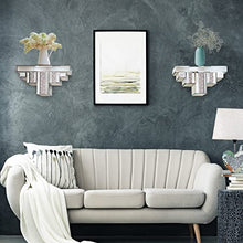Load image into Gallery viewer, Floating Wall Shelf Mirrored, Silver Mirror Crushed Diamond Decorative Wall Shelf for Home Decoration Crystal Diamond Wall Art Décor Accent Piece Showcase, 14.2" L×5.3" W×7.7" H
