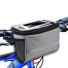 Load image into Gallery viewer, MATTISAM Bike Handlebar Bag, Bike Basket with | Mesh Pocket - Cold &amp; Warm Insulation - Reflective Strap - Touchable Transparent Phone Pouch | Bicycle Front Bag, Bike Pouch for Cycling, Women, Cruisers
