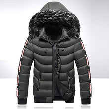 Load image into Gallery viewer, Men's Winter Jacket Thicken Outerwear Lightweight Water Resistant Soft Shell Removable Fur Hooded Zip Pockets Snow Coat
