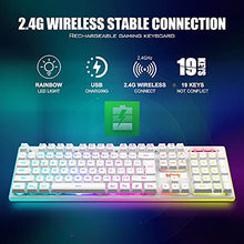 Load image into Gallery viewer, RedThunder K10 Wireless Gaming Keyboard, Rechargeable 3000mAh 2.4G LED Backlit Wireless Keyboard, Ergonomic Keyboard with Mechanical Feeling Keys for PC PS4 Xbox One Mac, Teclado Gamer, White
