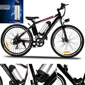 Hicient Electric Bike Electric Bicycle for Adult 26'' Electric Mountain Bike 250W Ebike 21 Speed Gear with Removable Lithium Battery and Battery Charger (Dark Black)