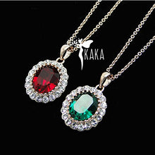 Load image into Gallery viewer, Oval Shaped Swarovski Elements Crystal Pendant Necklace Fashion Jewelry for Women (Ruby Red)
