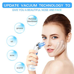 Blackhead Remover Vacuum - June Julien Facial Pore Cleanser Electric Acne Comedone Extractor Kit USB Rechargeable Blackhead Suction Tool with LED Display for Facial Skin(Blue)