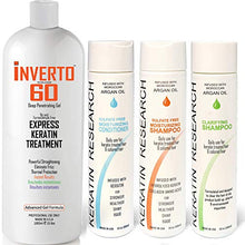 Load image into Gallery viewer, INVERTO 60 Advanced Gel Complex Brazilian Keratin Hair Blowout Treatment Formaldehyde Free Straightening Smoothing and Repairing Damaged Hair Keratin Research (XL SET-1000ml)
