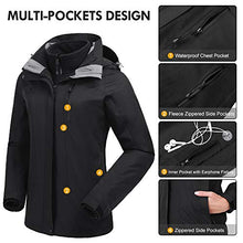 Load image into Gallery viewer, CAMEL CROWN Women&#39;s Waterproof Ski Jacket 3-in-1 Winter Coat Windbreaker Fleece Inner for Snow Rain Hiking Outdoor
