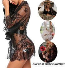 Load image into Gallery viewer, Avidlove lace Robe Women's Lace Kimono Robe Babydoll Lingerie Mesh Nightgown Black L
