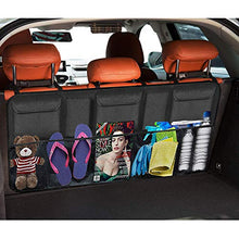 Load image into Gallery viewer, EldHus Rear Car Organizer Storage Trunk Back Seat Organizer Car Backseat Organizer Storage with Pockets, Cloth, Black
