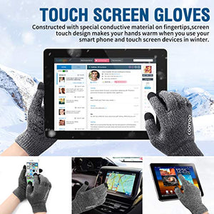 COOYOO Winter Gloves for Women and Men,Touchscreen Gloves,Knit Wool,Running Gloves,Anti-Slip Silicone Gel - Elastic Cuff - Thermal Soft Wool Lining