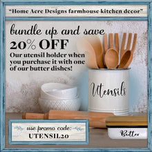 Load image into Gallery viewer, Home Acre Designs Butter Dish with Lid for Countertop - Unbreakable Metal Container &amp; Covered Mess-Free Butter Keeper - Large Vintage Farmhouse Style Dishes
