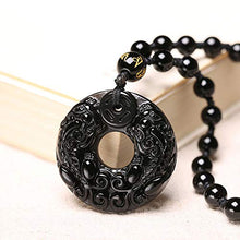 Load image into Gallery viewer, Mson Obsidian Pendant Necklace Obsidian Crystal Pendant Necklace Pattern with Extend Bead Chain for Men or Women (Pi Yao/Pi Xiu)
