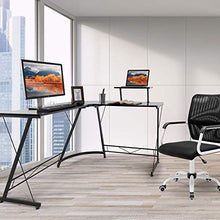 Load image into Gallery viewer, SERWALL L-Shaped Corner Desk 50.8" Computer Gaming Desk PC Table with Monitor Stand, Home Office Writing Workstation with Small Table, Space Saving- Black
