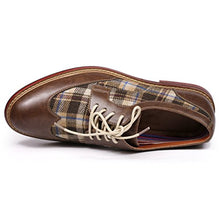Load image into Gallery viewer, Metrocharm MET525-1 Men's Plaid Lace Up Wing Tip Classic Oxford Dress Shoes (10, Brown/Beige)
