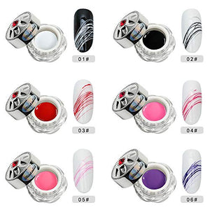 12 Colors Spider Gel, Liner Gel Nail Polish Kit, Nail Painting Drawing Design, Spider Web Silk Line with Liner Brush Dotting Tool (5ml12)