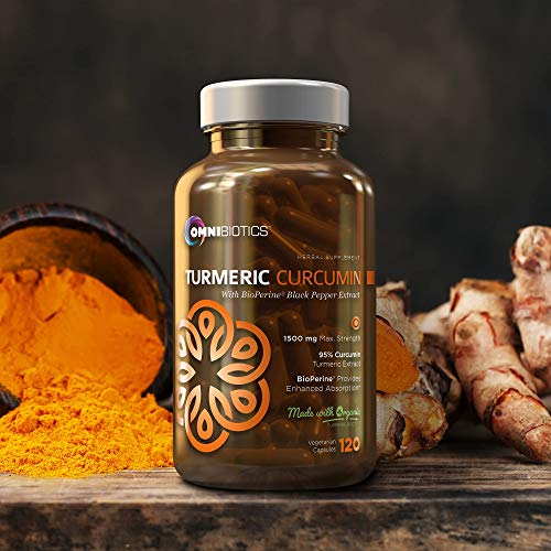 Load image into Gallery viewer, Organic Turmeric Curcumin Supplement 1500mg with BioPerine | 95% Standardized Curcuminoid Extract & Organic Root Powder with Piperine Black Pepper Fruit (10mg), 120 Vegetarian Capsules