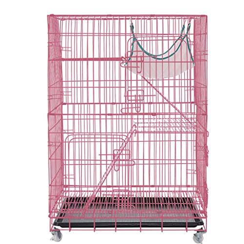 kkkki Luxury 3-Tier Cat Ferret Cage Portable Cat Home Fold Pet Cat Cage Playpen