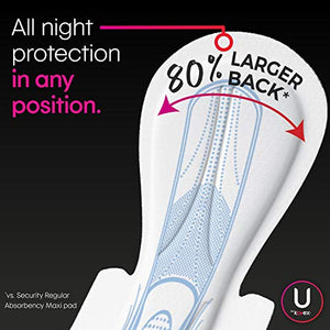 U by Kotex Security Maxi Feminine Pads with Wings, Extra Heavy Overnight Absorbency, Unscented, 48 Count (2 Packs of 24) (Packaging May Vary)