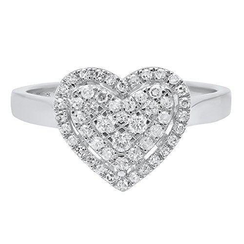 Load image into Gallery viewer, Dazzlingrock Collection 0.35 Carat (ctw) 14K Round Diamond Ladies Heart Shaped Engagement Ring 1/3 CT, White Gold, Size 7