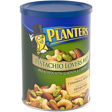 Load image into Gallery viewer, PLANTERS Pistachio Lover&#39;s Mix, 1.15 lb. Resealable Canister - Deluxe Pistachio Mix: Pistachios, Almonds &amp; Cashews Roasted in Peanut Oil with Sea Salt - Kosher, Savory Snack
