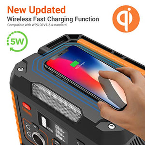 Portable Camping Generator, 330W/78000mAh Portable Power Station, CPAP Battery Power Supply,Solar Generator with110V AC, 12V/10A DC,QC3.0 &TypeC, Wireless Charger,SOS Light for Travel Home Emergency