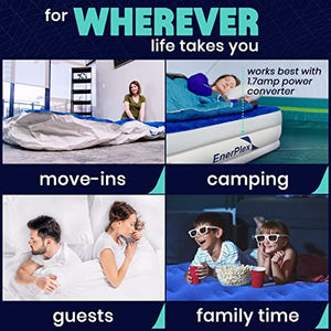 EnerPlex Queen Air Mattress for Camping, Home & Travel - 13 Inch Double Height Inflatable Bed with Built-in Dual Pump - Durable, Adjustable Blow Up Mattress - Easy to Inflate/Quick Set Up