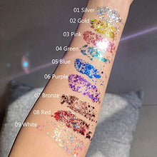 Load image into Gallery viewer, GL-Turelifes Mermaid Sequins Chunky Glitter Liquid Eyeshadow Glitter Body Gel Festival Glitter Cosmetic Face Hair Nails Makeup Long Lasting Sparkling 30g (06# Purple)
