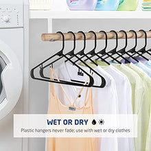 Load image into Gallery viewer, Black Standard Plastic Hangers (50 Pack) Durable Tubular Shirt Hanger Ideal for Laundry &amp; Everyday Use, Slim &amp; Space Saving, Heavy Duty Clothes Hanger for Coats, Pants, Dress, Etc. Hangs up to 5.5 lbs
