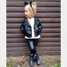 Load image into Gallery viewer, CM C&amp;M WODRO Toddler Boys Girls Motorcycle Faux Leather Jackets Coat Winter Outwear for 1-6Y (Black, 12-18M)

