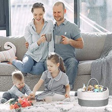 Load image into Gallery viewer, Newthinking Baby Diaper Caddy Organizer with Compartment, Soft Diaper Basket Made of Hand-Woven Rope, 100% Natural Cotton, Eco Friendly and Skin-Friendly (Light Grey)
