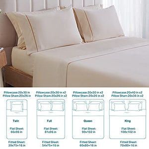 Bedsure Twin Size Sheets Set 4 PC - Deep Pocket Bed Sheets Twin Soft Brushed Microfiber, 1800 Hotel Luxury Bed Sheets Set, Wrinkle and Fade Resistant, Beige