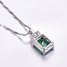 Load image into Gallery viewer, BONLAVIE Women&#39;s 6.95ct Created Green Emerald Pendant Necklace 925 Sterling Silver, 18&quot; (Green)
