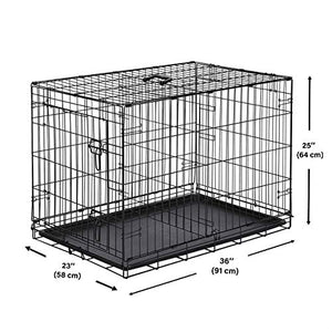 AmazonBasics Single Door Folding Metal Dog Crate Kennel with Tray, 36 x 23 x 25 Inches