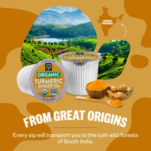 Load image into Gallery viewer, Organic Turmeric Ginger Tea K-Cup Pods, 24 Pods by FGO - Keurig Compatible - Naturally Caffeine-Free Herbal Tea, Premium Green Tea is USDA Organic, Non-GMO, &amp; Recyclable
